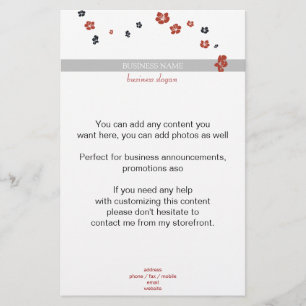 Rote und schwarze Blumen auf weißem Eleganten Flyer