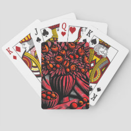 Rote und schwarze Blütenkunst, die das Auge erweck Spielkarten