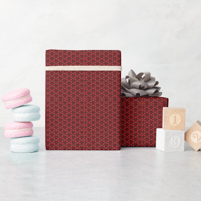 Rote und schwarze Blütenschau - Wrapping Paper Geschenkpapier (Babyparty)