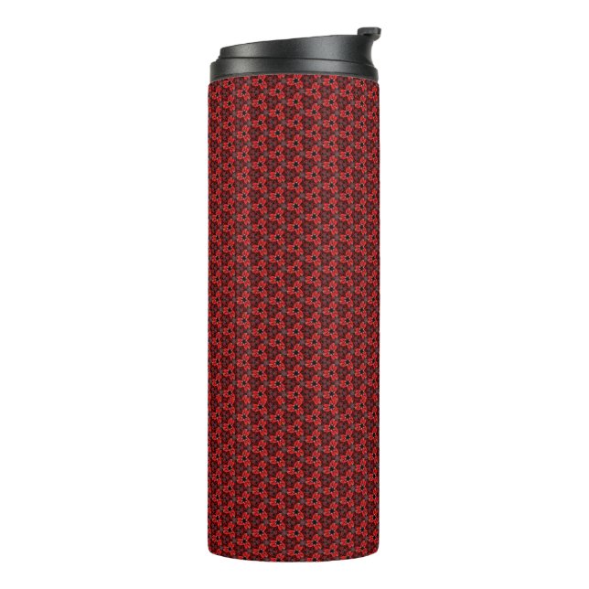 Rote und schwarze Blütenshow Thermal Tumbler Thermosbecher (Nach links gedreht)