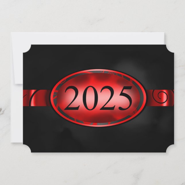 Rote und schwarze Blütentaste 2025-Karte Einladung (Vorderseite)