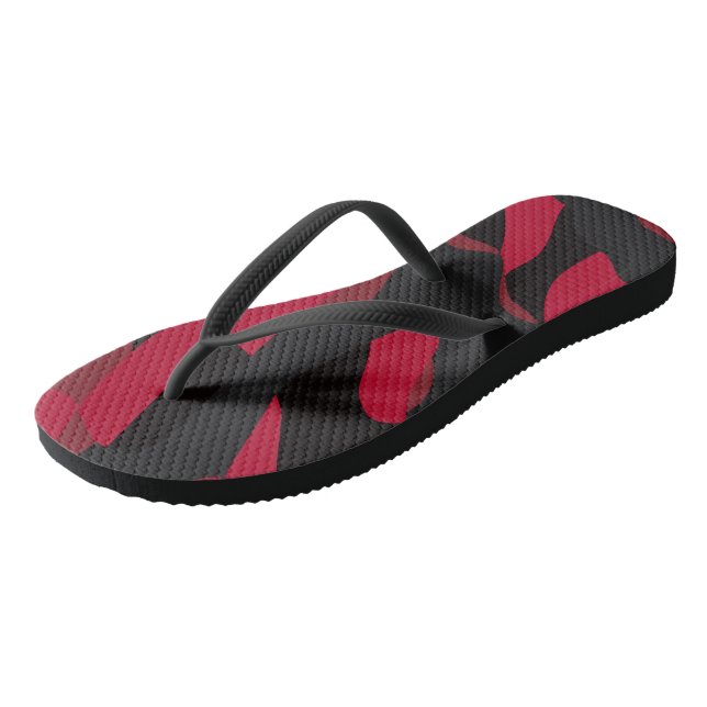rote und schwarze Camouflage Flip Flops (Schrägansicht)