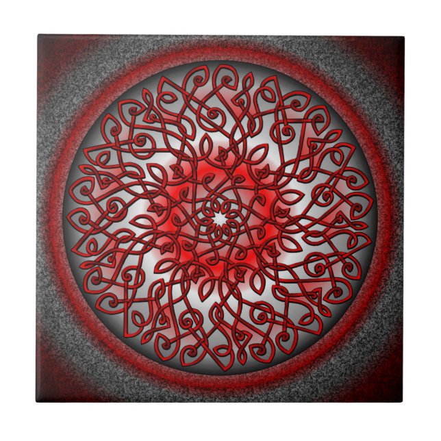 Rote und schwarze Celtic-Explosion Fliese (Vorderseite)