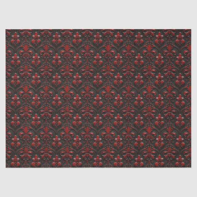 Rote und schwarze Damaskus-Imitate mit Dekopulade Seidenpapier (Vorderseite)
