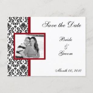 Rote und schwarze Damaskus Save the Date Foto Post Ankündigungspostkarte