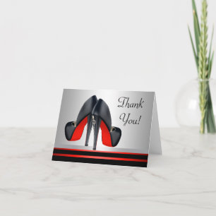Rote und schwarze Dankeskarten mit High Heel Schuh Dankeskarte