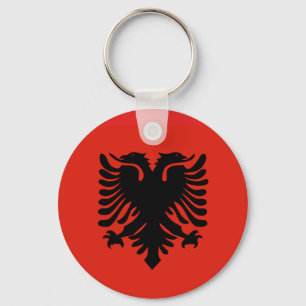 Rote und schwarze doppelte vorangegangene schlüsselanhänger