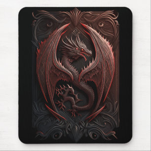 Rote und schwarze Drachenmousepads Mousepad