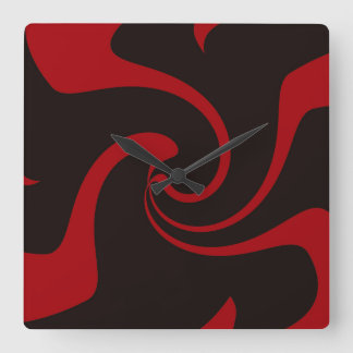 Rote und schwarze Drehung Quadratische Wanduhr