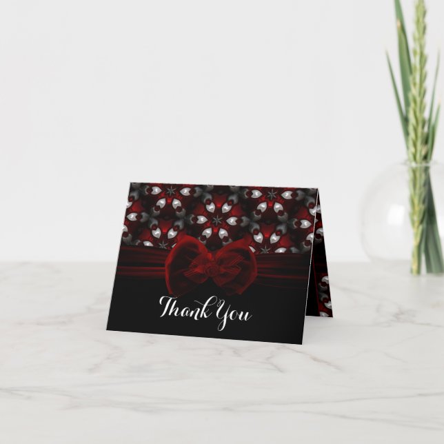 Rote und schwarze dunkle Nacht Gotische Hochzeitsr Dankeskarte (Vorderseite)