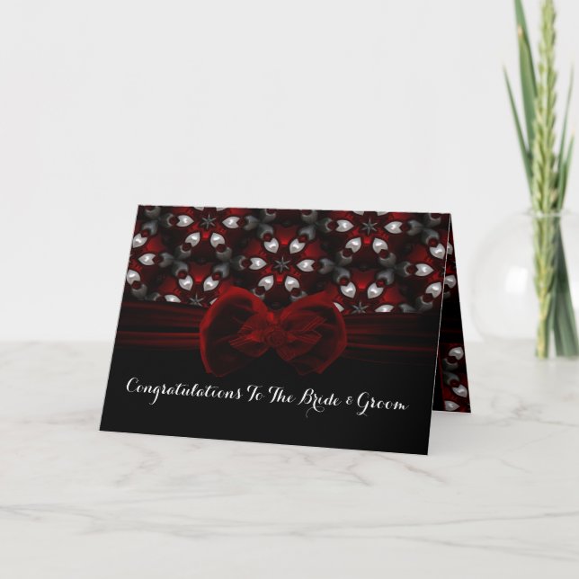 Rote und schwarze dunkle Nacht Gotische Hochzeitsr Karte (Vorderseite)