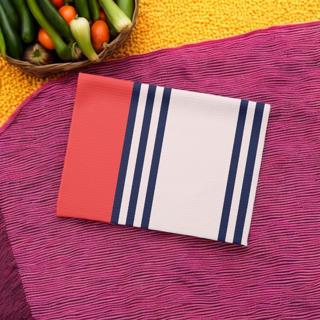 Rote und schwarze, einheitliche Streifen Geschirrtuch (Kitchen Towel)