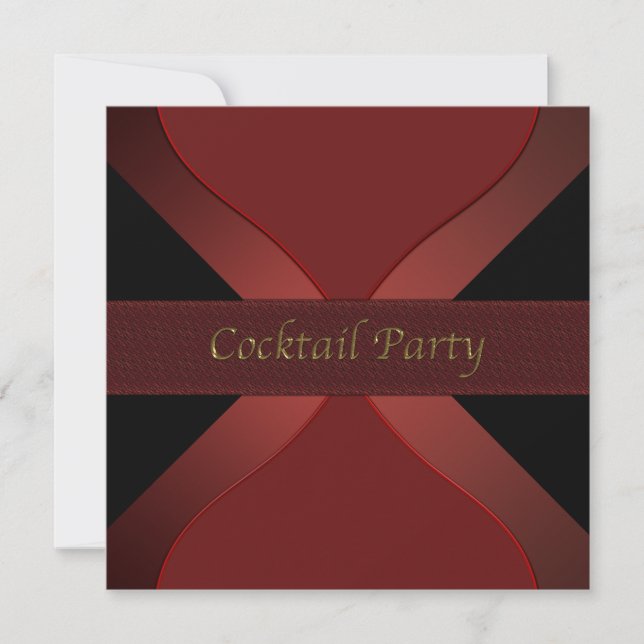Rote und schwarze Elegante Cocktail Party Einladun Einladung (Vorderseite)