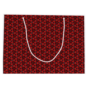 Rote und schwarze Flora-Show Geschenktasche Große Geschenktüte