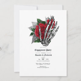 Rote und schwarze florale gotische Engagement Part Einladung