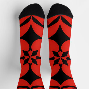 Rote und schwarze geometrische abstrakte Kunst  Socken