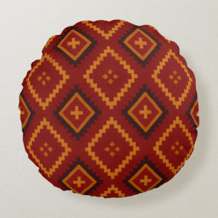 Rote und schwarze geometrische Motive für Rundkiss Rundes Kissen