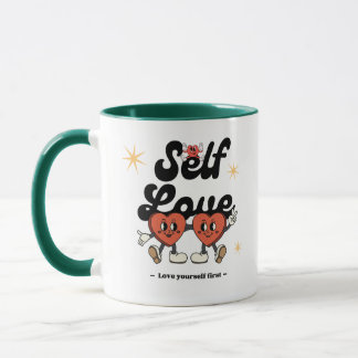 Rote und schwarze Groovy Retro Niedliche Liebe Tas Tasse