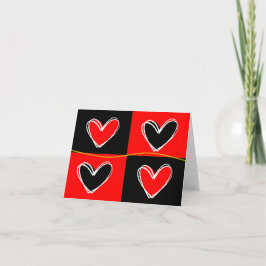 Rote und schwarze Herzen Feiertagskarte