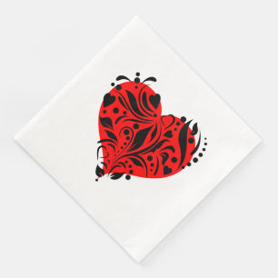 Rote und schwarze Herzen Serviette