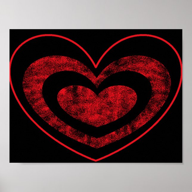 Rote und Schwarze Herzklopfen Wand hängen Poster (Vorne)
