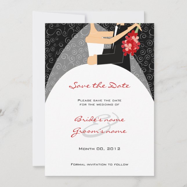 Rote und schwarze Hochzeit Speichern Sie die Datum Save The Date (Vorderseite)