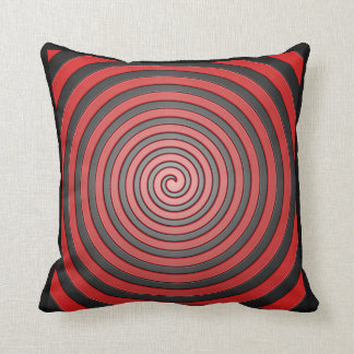 Rote und schwarze Hypnotische Spiralpilze Kissen
