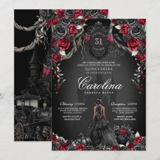 Rote und Schwarze Königin Halloween Gotische Prinz Einladung