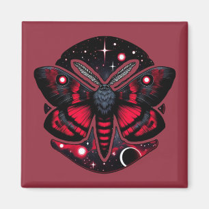 Rote und schwarze kosmische Motte - Mystische Himm Magnet