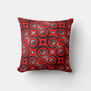 Rote und schwarze Kreise Kissen