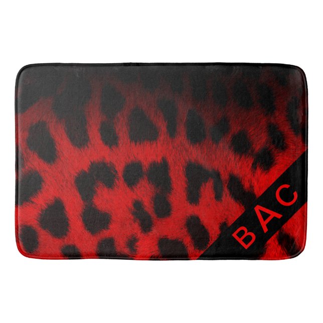 Rote und schwarze Leoparden Badematte (Vorderseite)