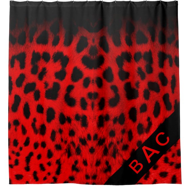 Rote und schwarze Leoparden Duschvorhang (Vorderseite)