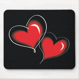 Rote und schwarze Liebesherzen - Hochzeit, Verlobu Mousepad