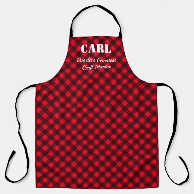 Rote und schwarze Lumberjack karierte GRILLEN Schü Schürze (Vorderseite)