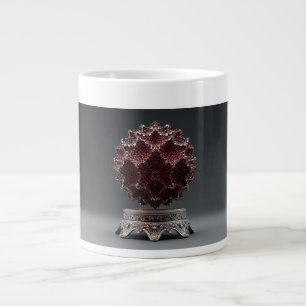 Rote und schwarze Mandelbrot-Kugel auf silbernem S Jumbo-Tasse