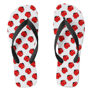 Rote und schwarze Marienkäfer Flip Flops