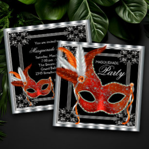 Rote und schwarze Maskenparty Einladung