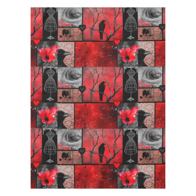 Rote und schwarze Menagerie Tischdecke (Vorderseite)