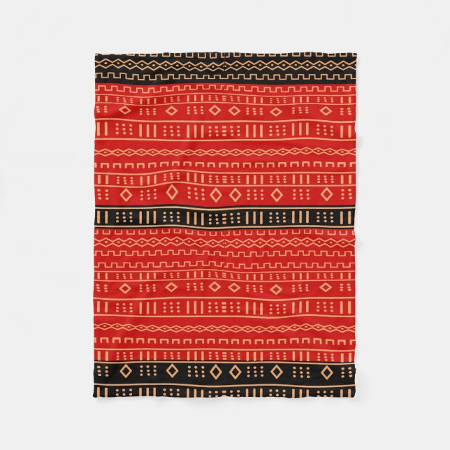 Rote und schwarze moderne Mudcloth Decke (Vorderseite)