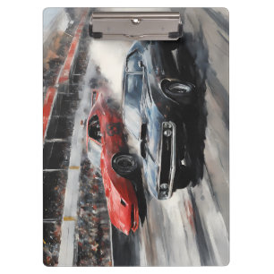 Rote und schwarze Muscle-Cars Klemmbrett