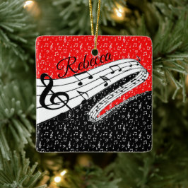 Rote und schwarze Musik personalisiert Keramikornament