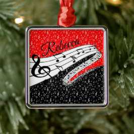 Rote und schwarze Musik personalisiert Ornament Aus Metall