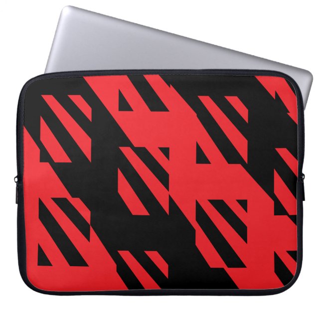 Rote und schwarze Notebookgehäuse mit Abstraktem M Laptopschutzhülle (Vorderseite)
