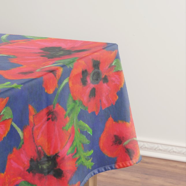 Rote und Schwarze Orientalische Poppies Muster auf Tischdecke (Beispiel)