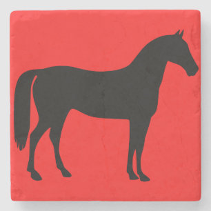 Rote und schwarze PferdeSilhouette Steinuntersetzer