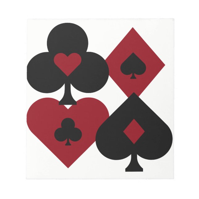 Rote und schwarze Poker-Karte Deck-Anzüge Notizblock (Vorderseite)