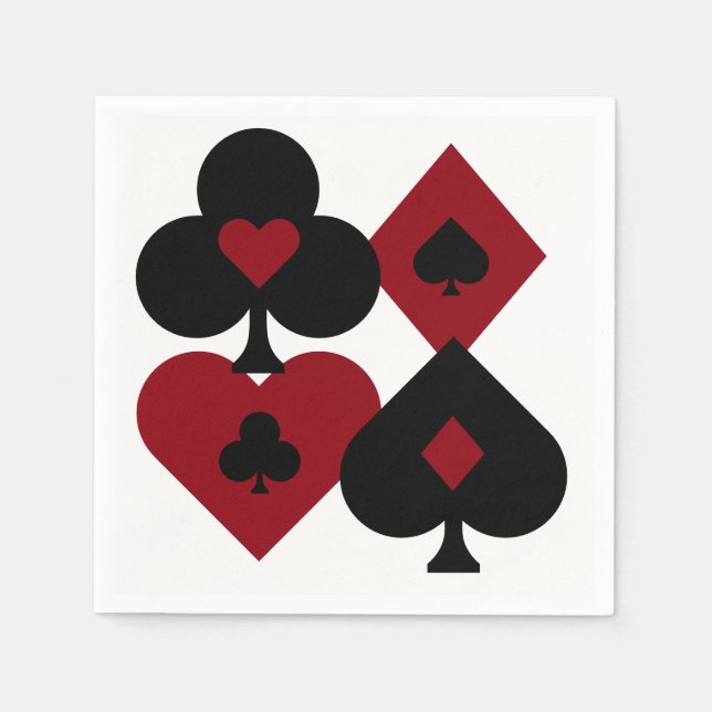 Rote und schwarze Poker-Karte Deck-Anzüge Serviette (Vorderseite)