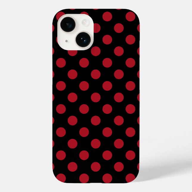 Rote und schwarze Polka-Punkte Case-Mate iPhone 14 Hülle (Rückseite)