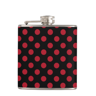 Rote und schwarze Polka-Punkte Flachmann