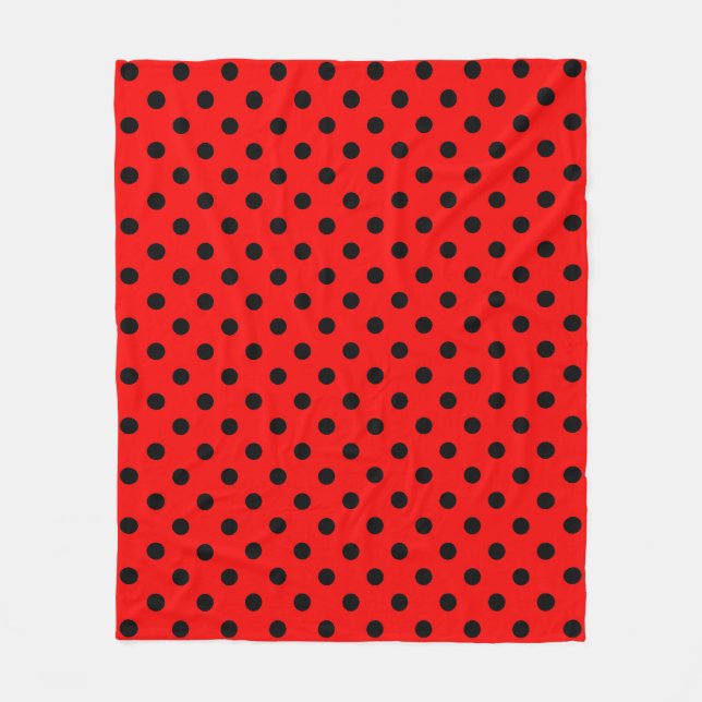 Rote und schwarze Polka-Punkte Fleecedecke (Vorderseite)
